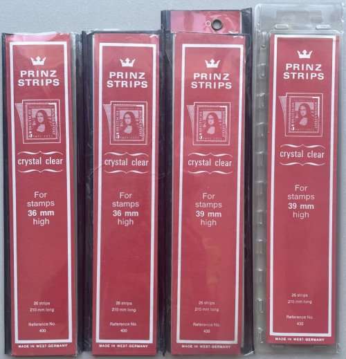 4 packs of PRINZ medium stamp mount strips (black), sizes as per photo